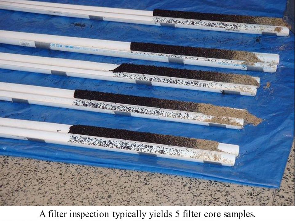 A filter inspection typically yields 5 filter core samples.