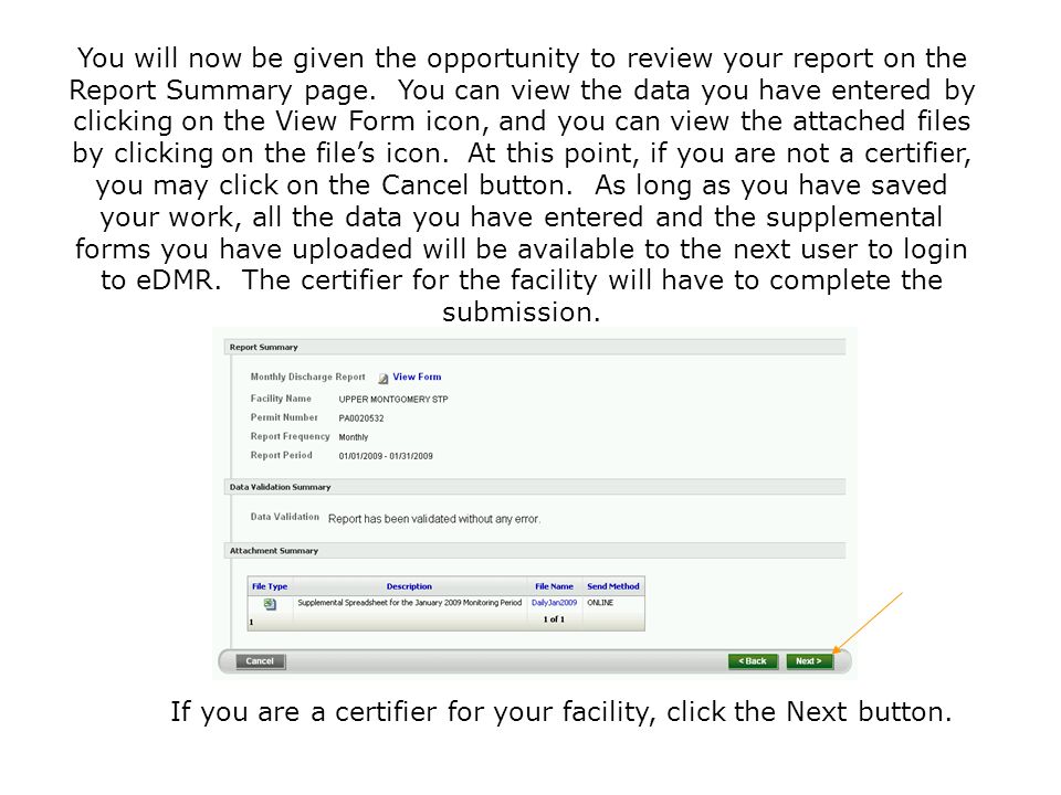 If you are a certifier for your facility, click the Next button.