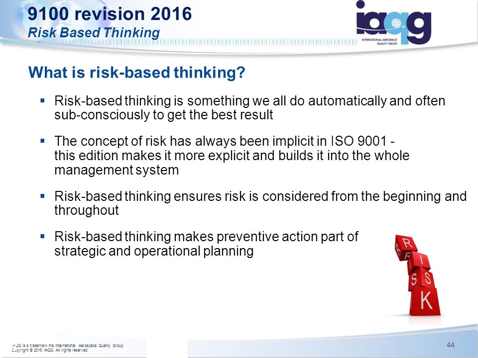 9100 revision 2016 Risk Based Thinking