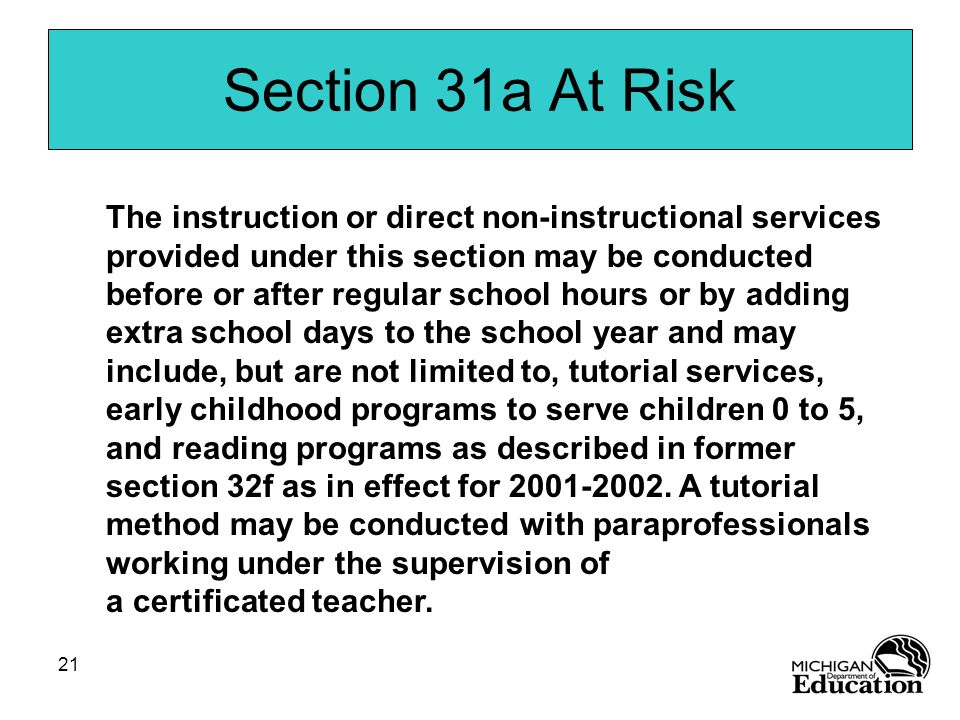 Section 31a At Risk