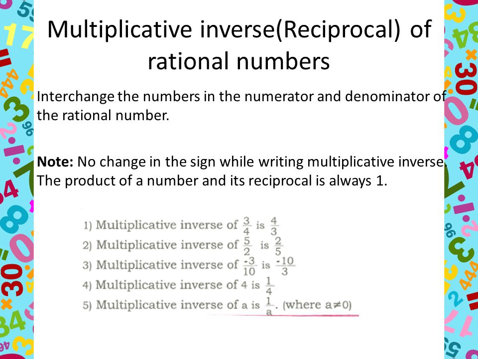 Multiplicative inverse(Reciprocal) of rational numbers