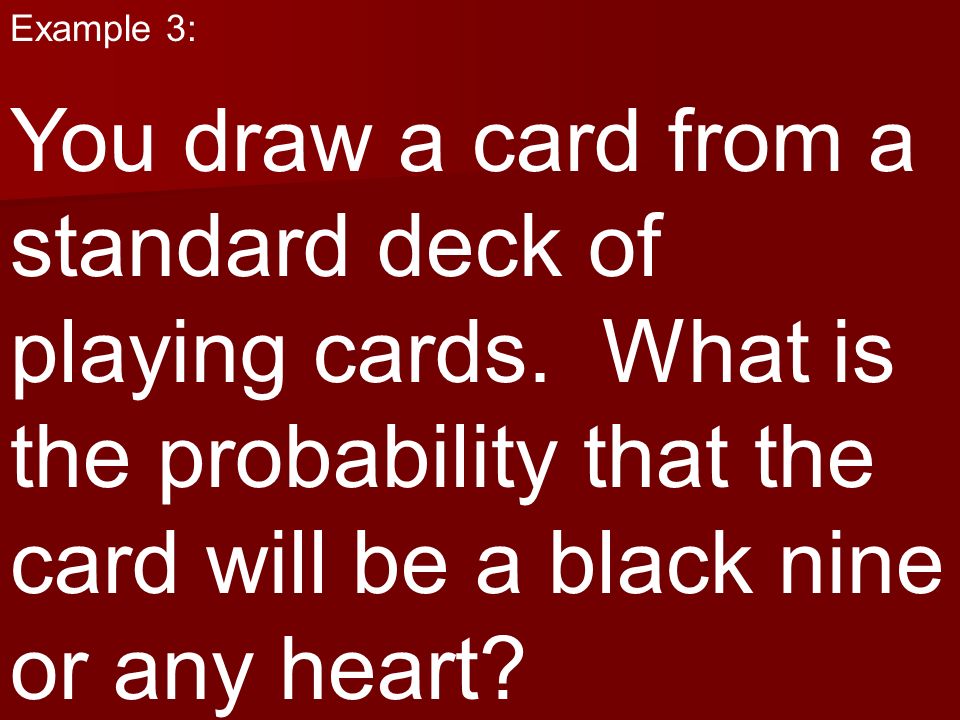 Example 3: You draw a card from a standard deck of playing cards.