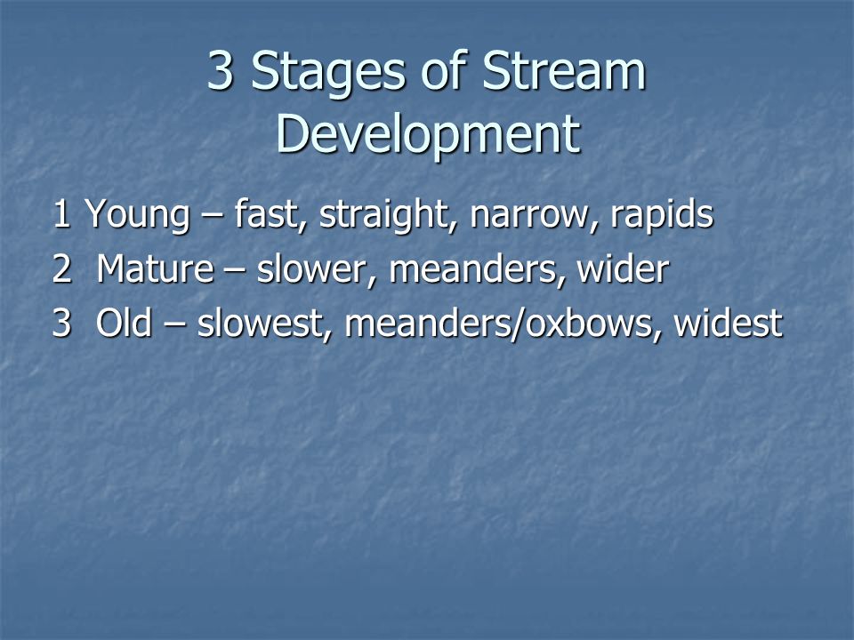 3 Stages of Stream Development