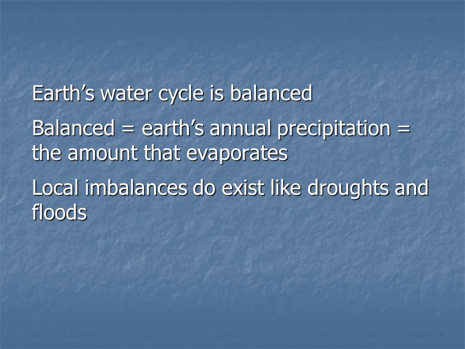 Earth’s water cycle is balanced