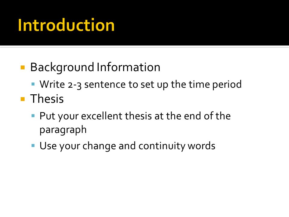 Introduction Background Information Thesis