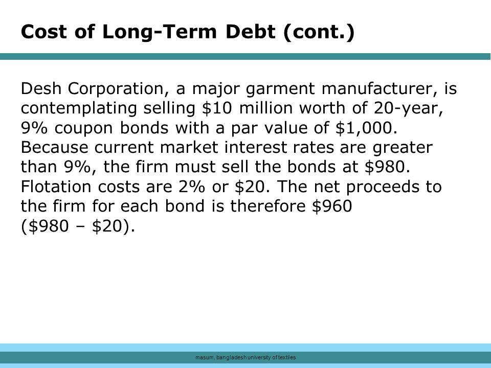 Cost of Long-Term Debt (cont.)