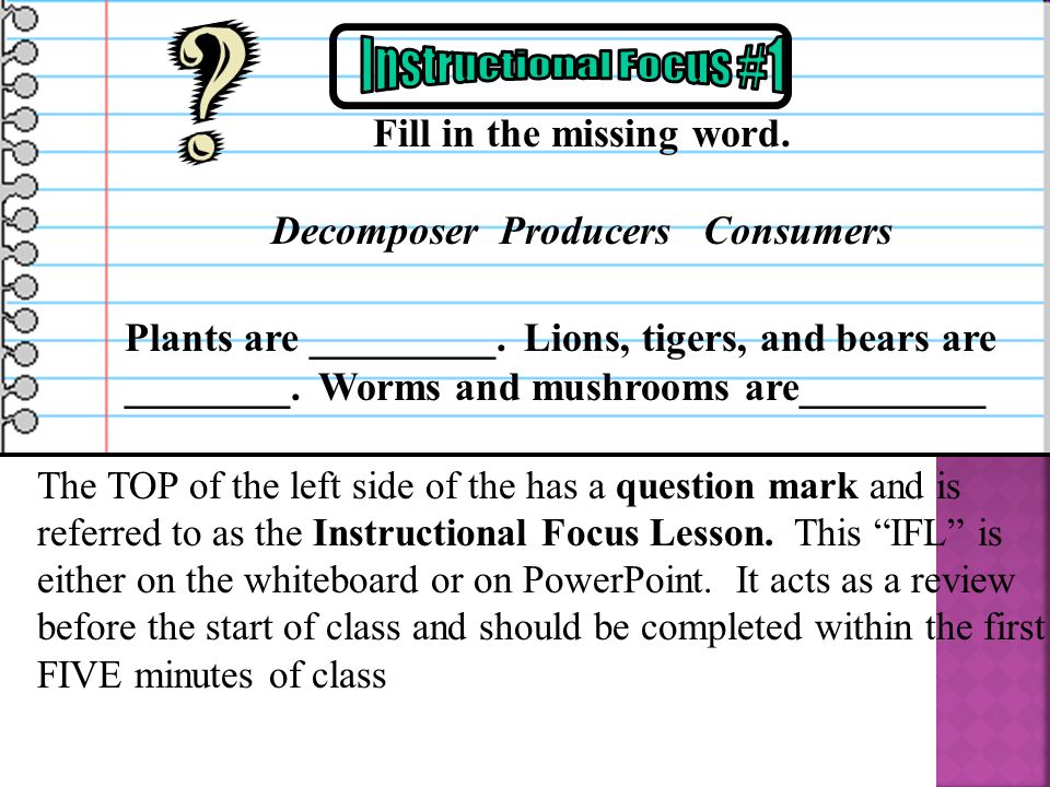 Fill in the missing word. Decomposer Producers Consumers