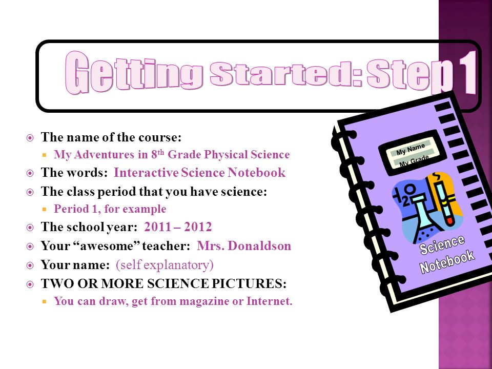 Getting Started: Step 1 The name of the course: