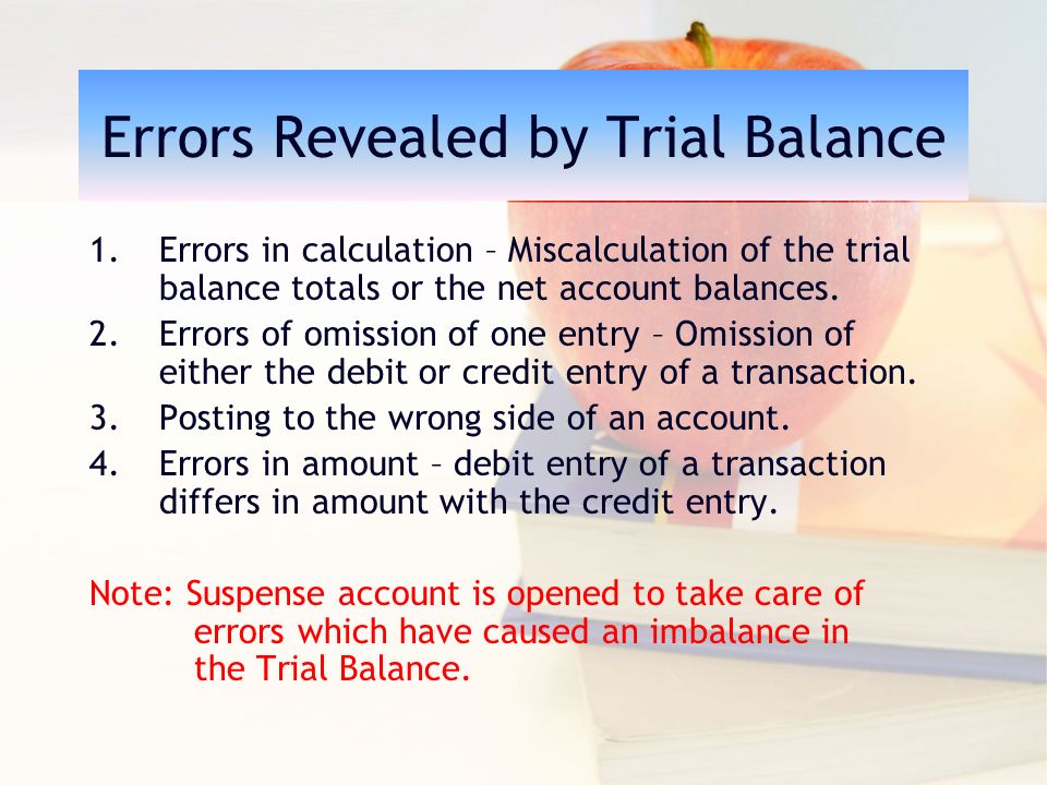 errors detected by trial balance