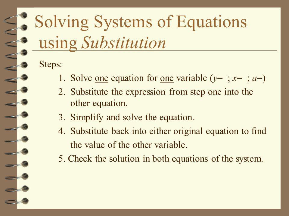 Solving Systems of Equations using Substitution