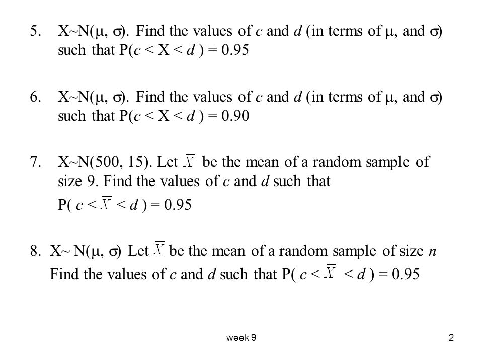 Exercises Z N 0 1 Find P 1 96 Z 1 96 Ppt Download