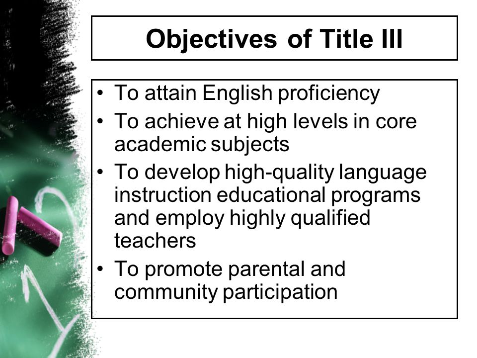 Objectives of Title III
