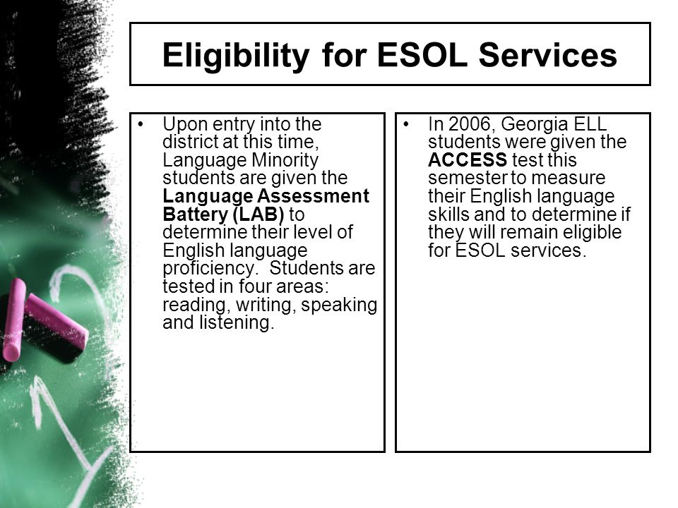 Eligibility for ESOL Services