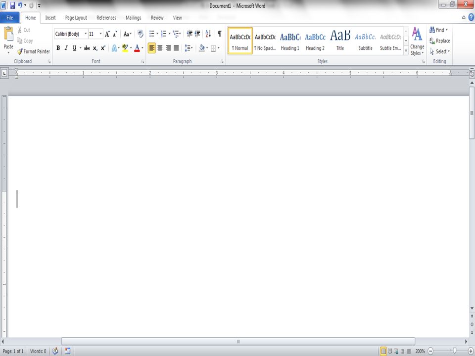 The opening screen for Microsoft Word 2010 looks like this…