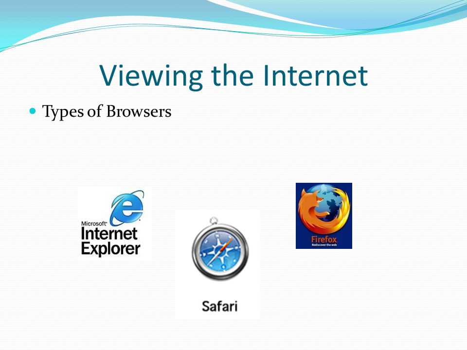 Viewing the Internet Types of Browsers