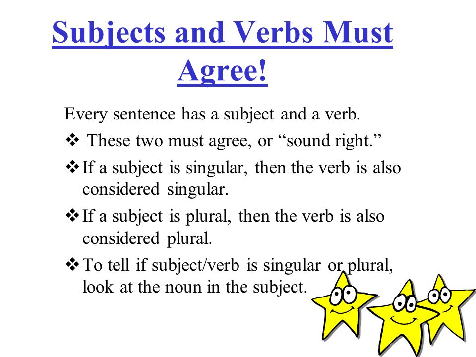 Subjects and Verbs Must Agree!