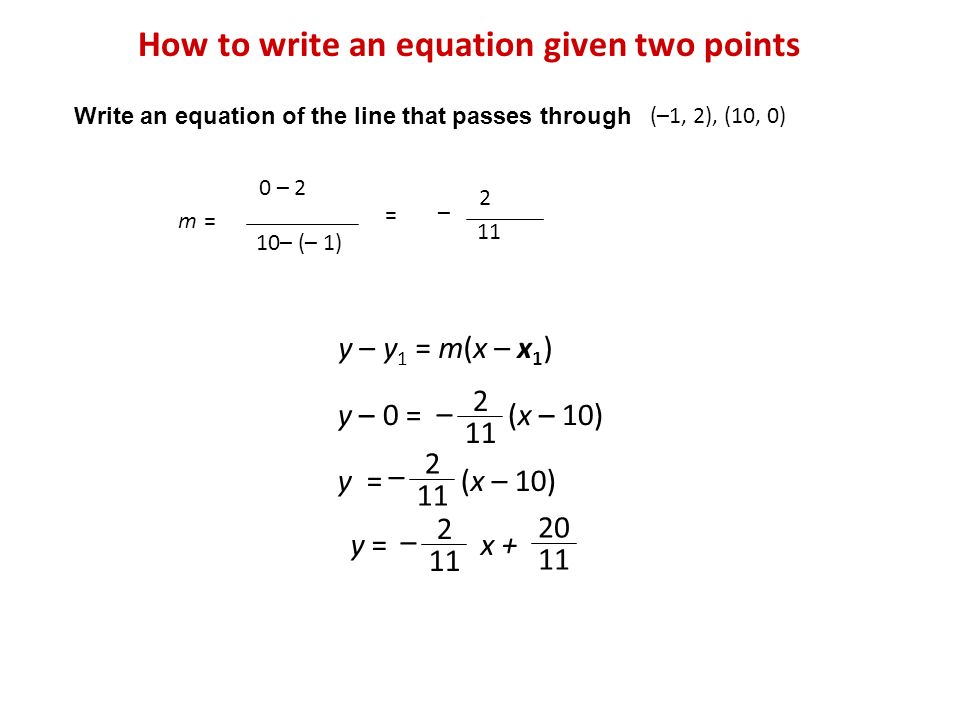 How to write an equation given two points