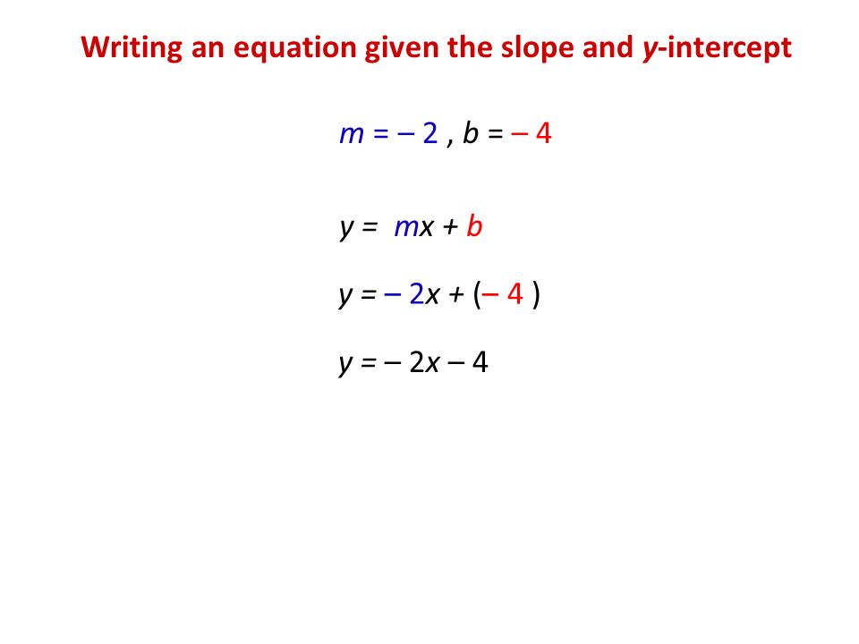 Writing an equation given the slope and y-intercept