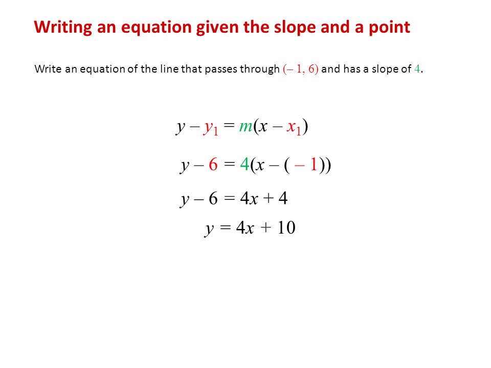Writing an equation given the slope and a point