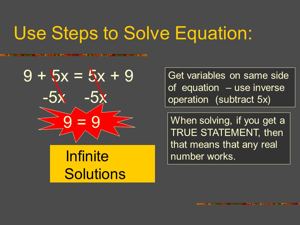 Use Steps to Solve Equation:
