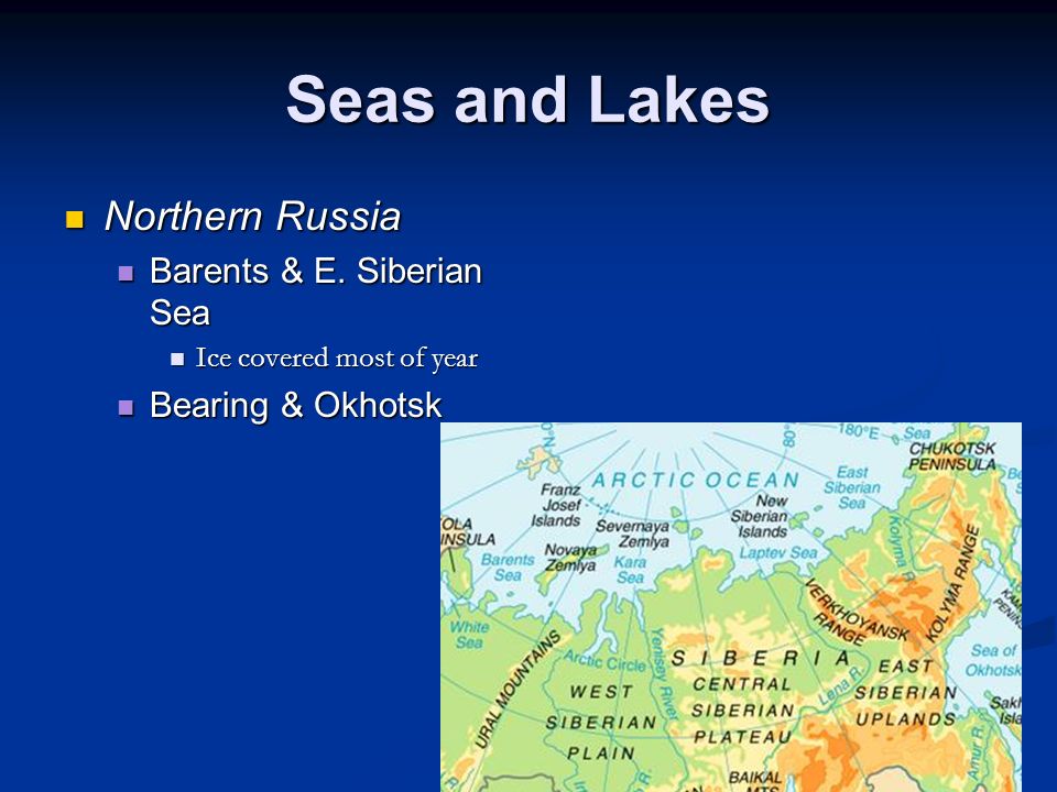 Seas and Lakes Northern Russia Barents & E. Siberian Sea
