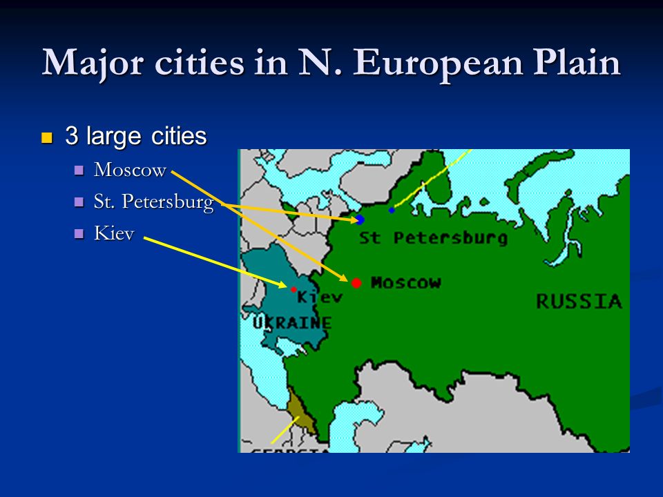 Major cities in N. European Plain