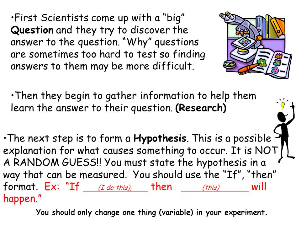 You should only change one thing (variable) in your experiment.