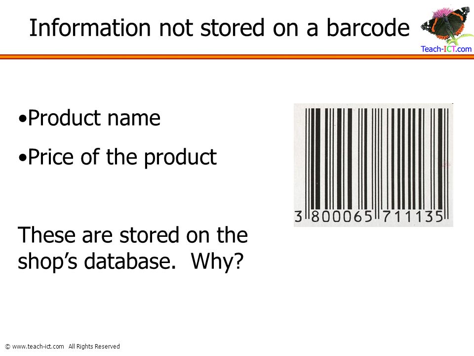 Information not stored on a barcode