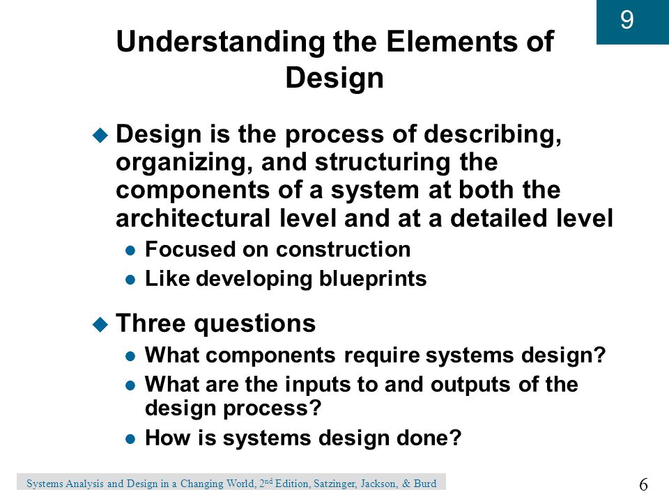 components of system analysis and design