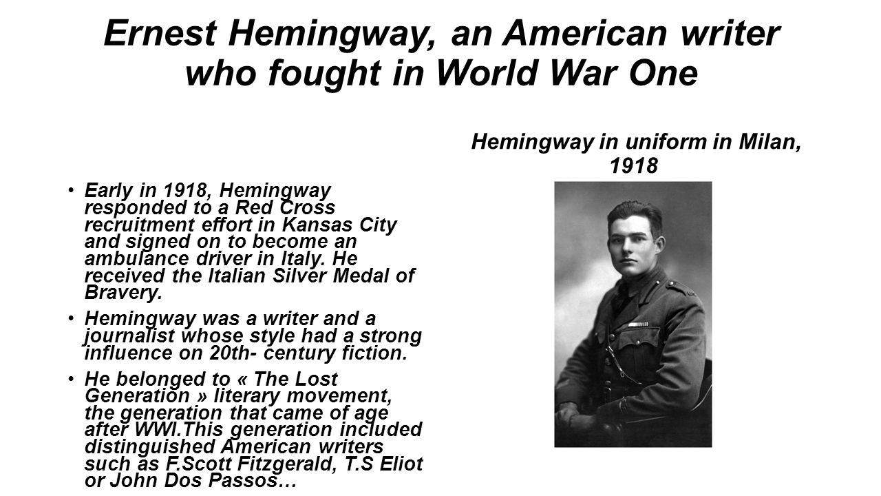 Presentation on theme: "Ernest Hemingway (Ernest Miller Hemingway).&qu...