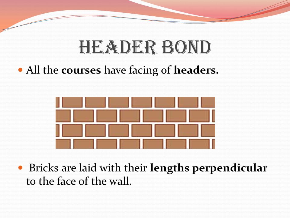 Header bond All the courses have facing of headers.