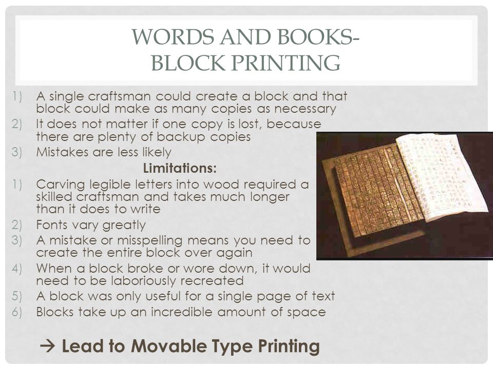 Words and books- block printing