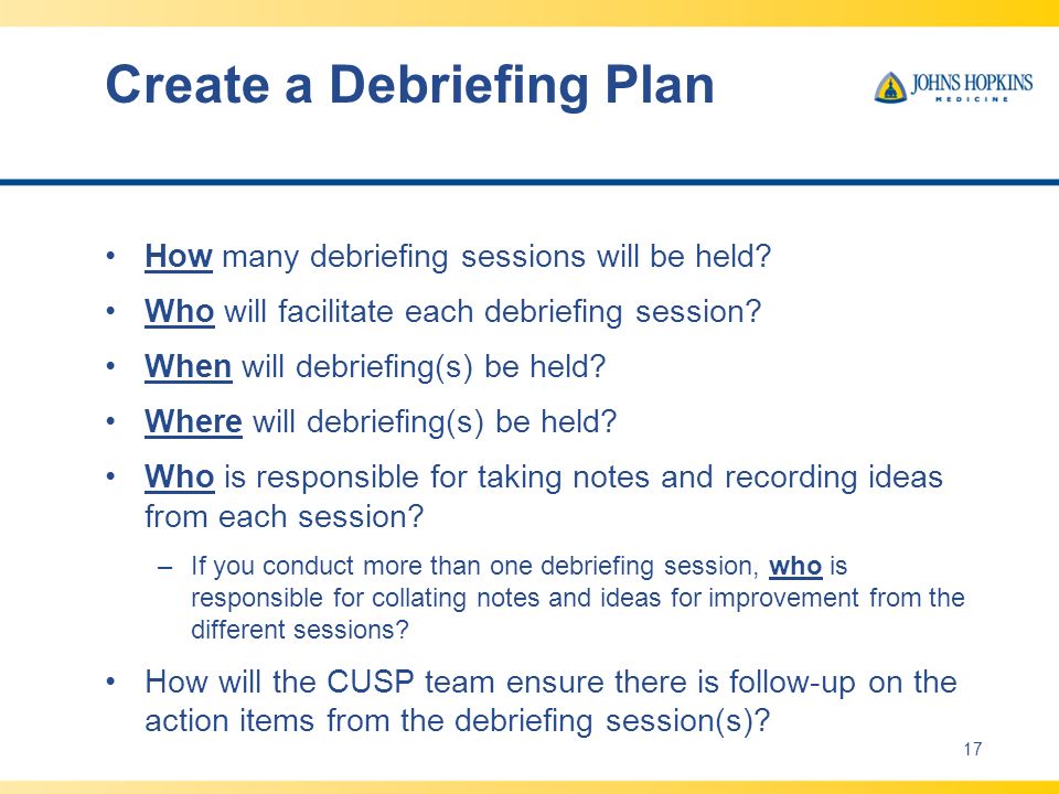 Collection of The debriefing session For Free