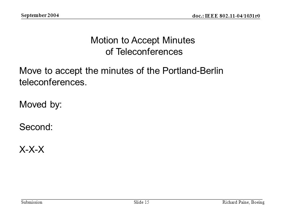 Motion to Accept Minutes