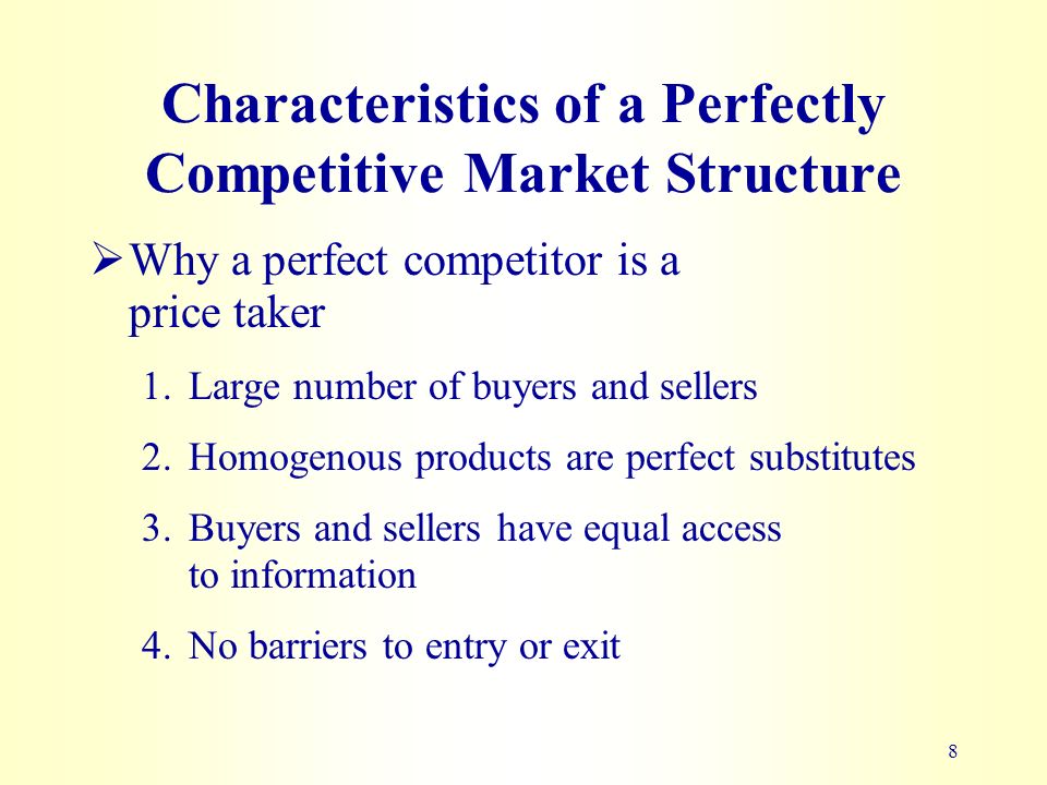 five characteristics of perfect competition