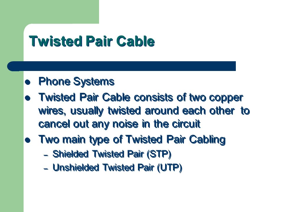 Twisted Pair Cable Phone Systems