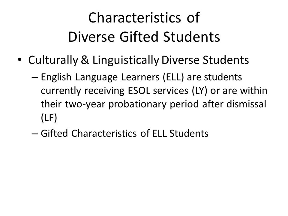 Characteristics of Diverse Gifted Students