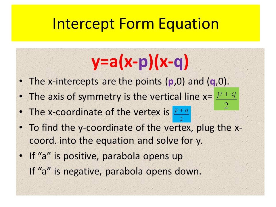 Intercept Form Equation