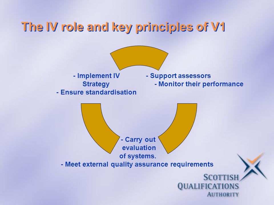 The IV role and key principles of V1