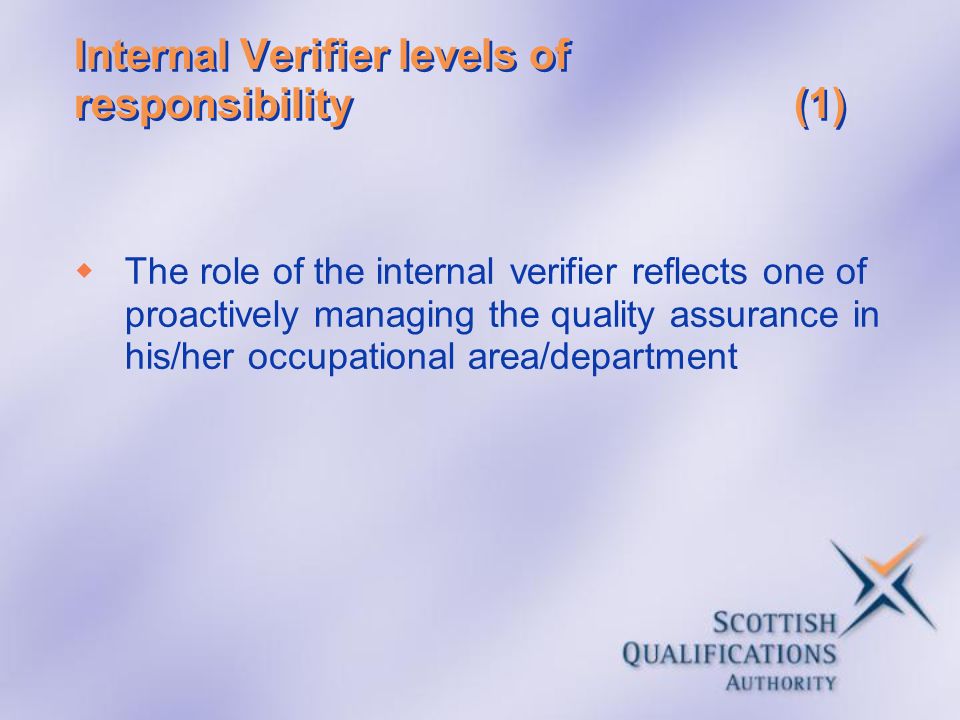 Internal Verifier levels of responsibility (1)