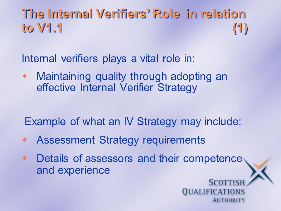 The Internal Verifiers’ Role in relation to V1.1 (1)
