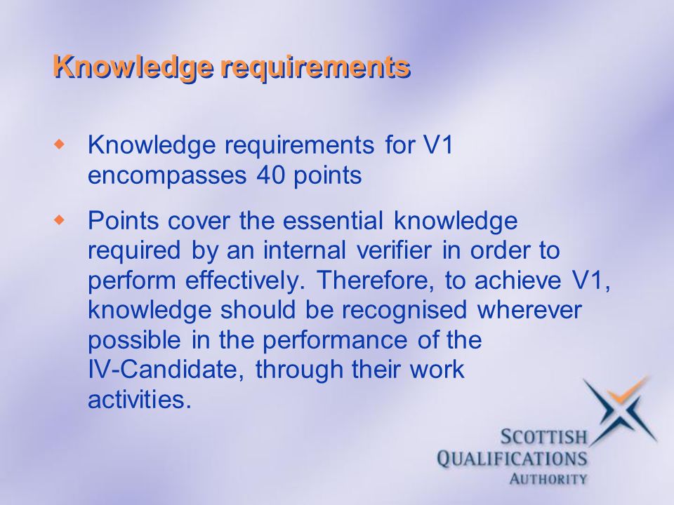 Knowledge requirements