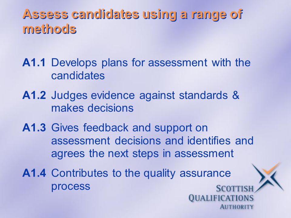 Assess candidates using a range of methods
