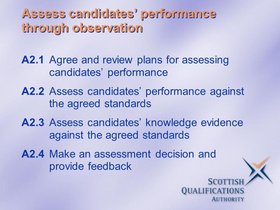 Assess candidates’ performance through observation