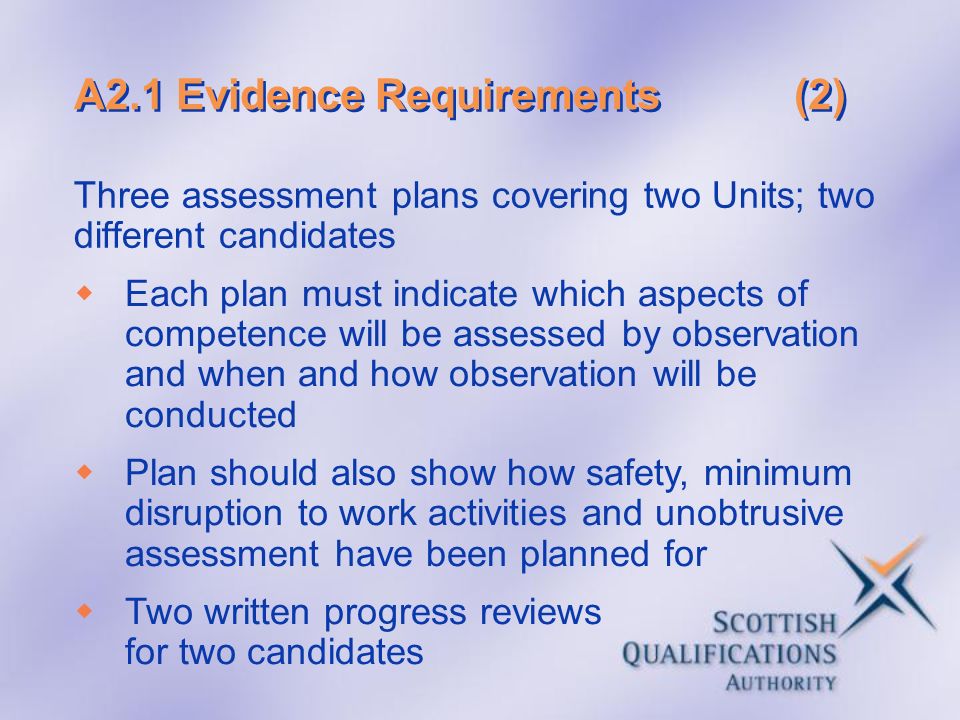 A2.1 Evidence Requirements (2)