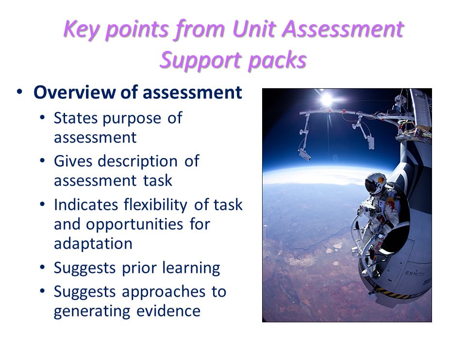 Key points from Unit Assessment Support packs