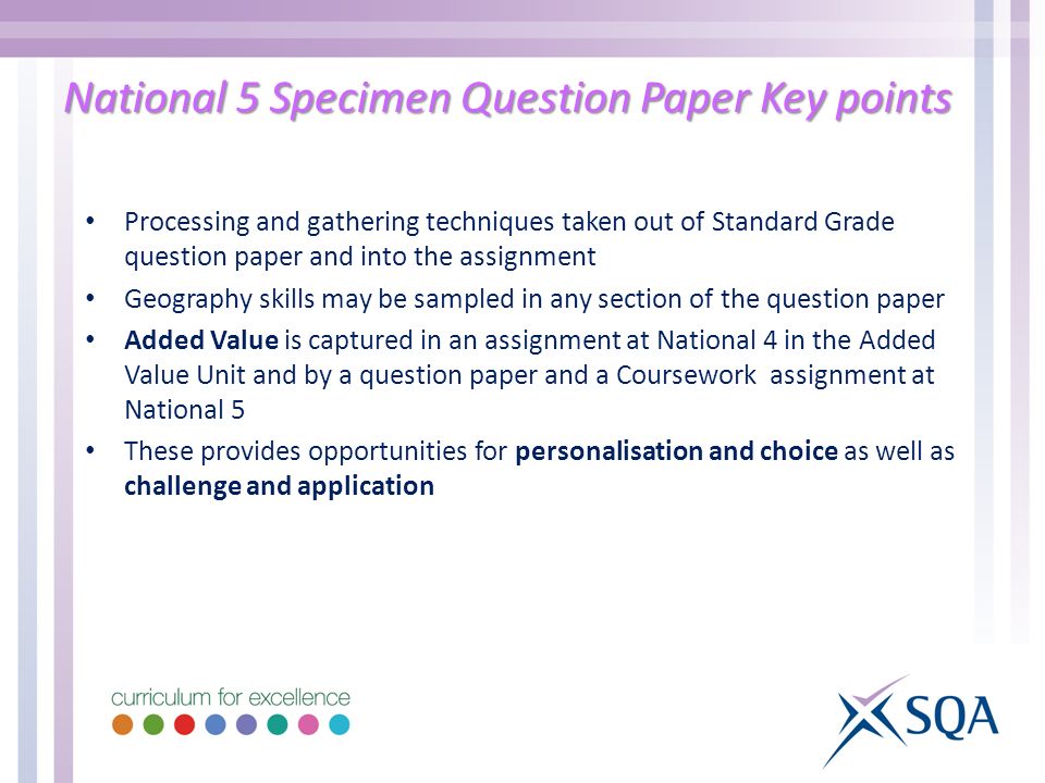 National 5 Specimen Question Paper Key points