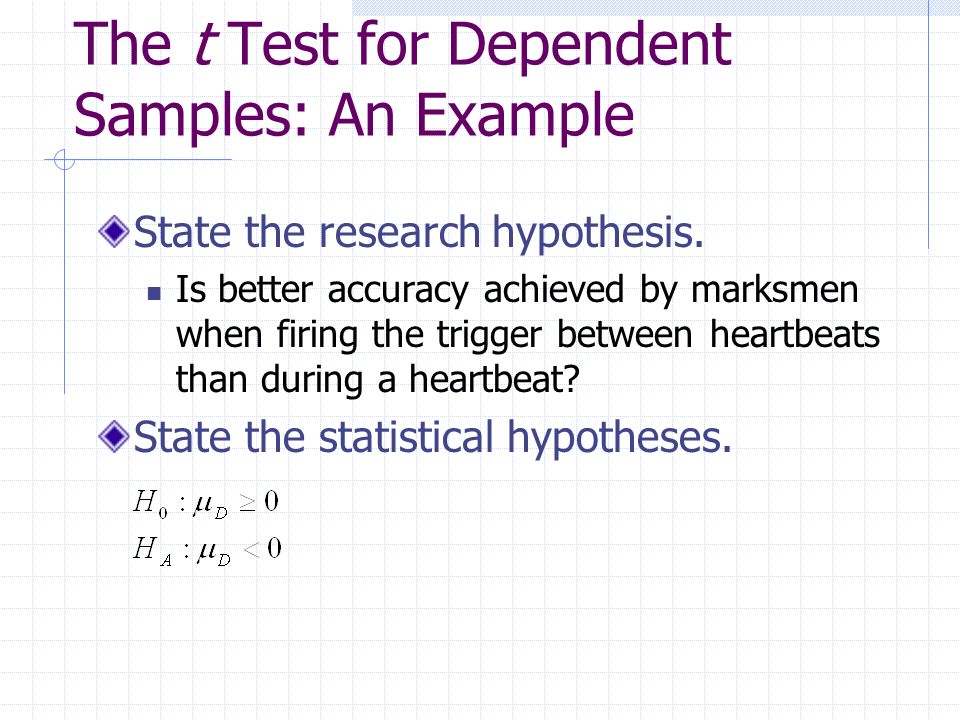 The t Test for Dependent Samples: An Example