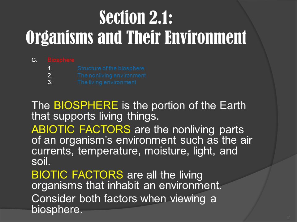 Section 2.1: Organisms and Their Environment