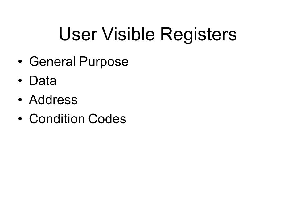 User Visible Registers